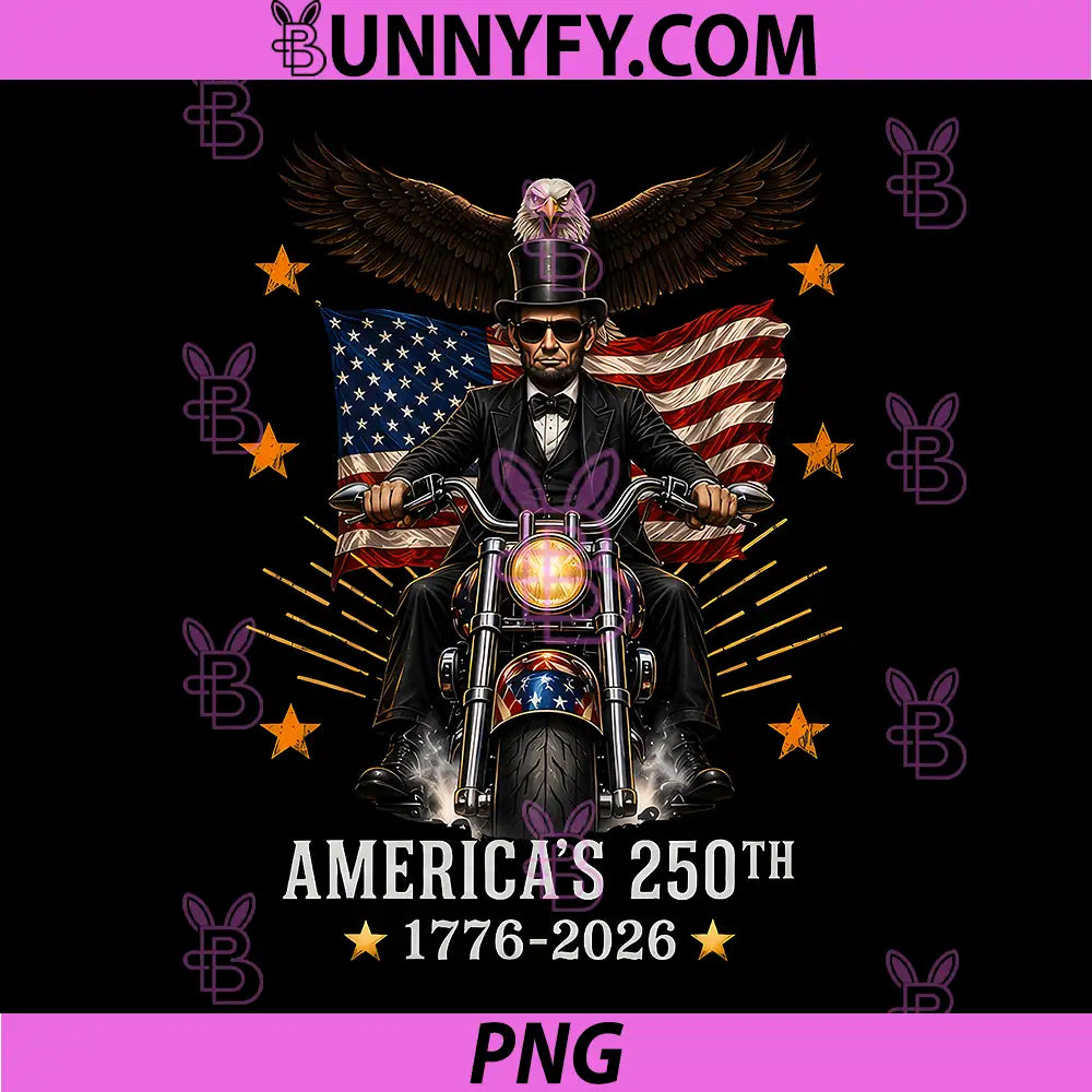 Abraham Lincoln Biker USA PNG, 250th Anniversary Motorcycle PNG