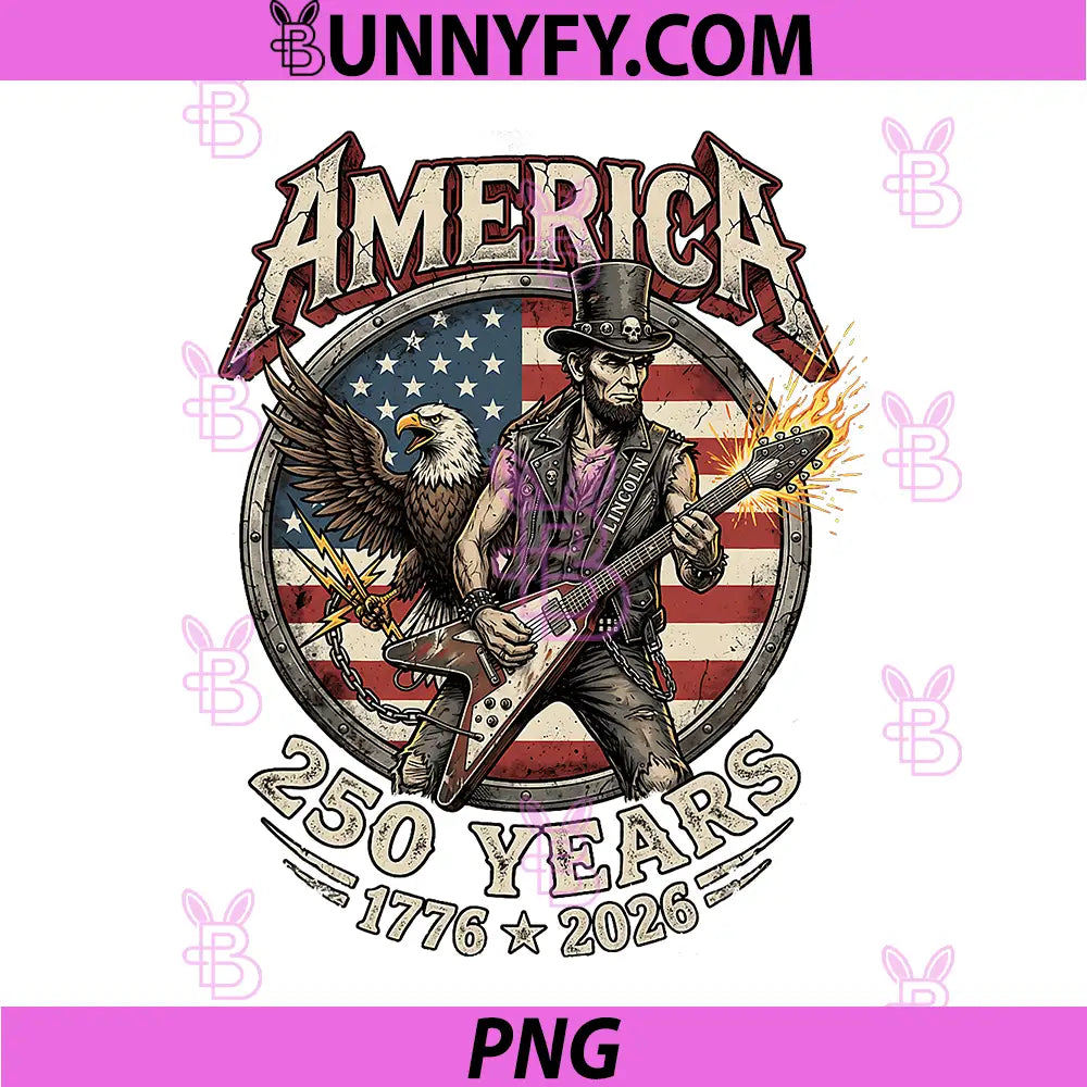 Abraham Lincoln Guitar 250 Years PNG, Abe Lincoln 250 Anniversary PNG