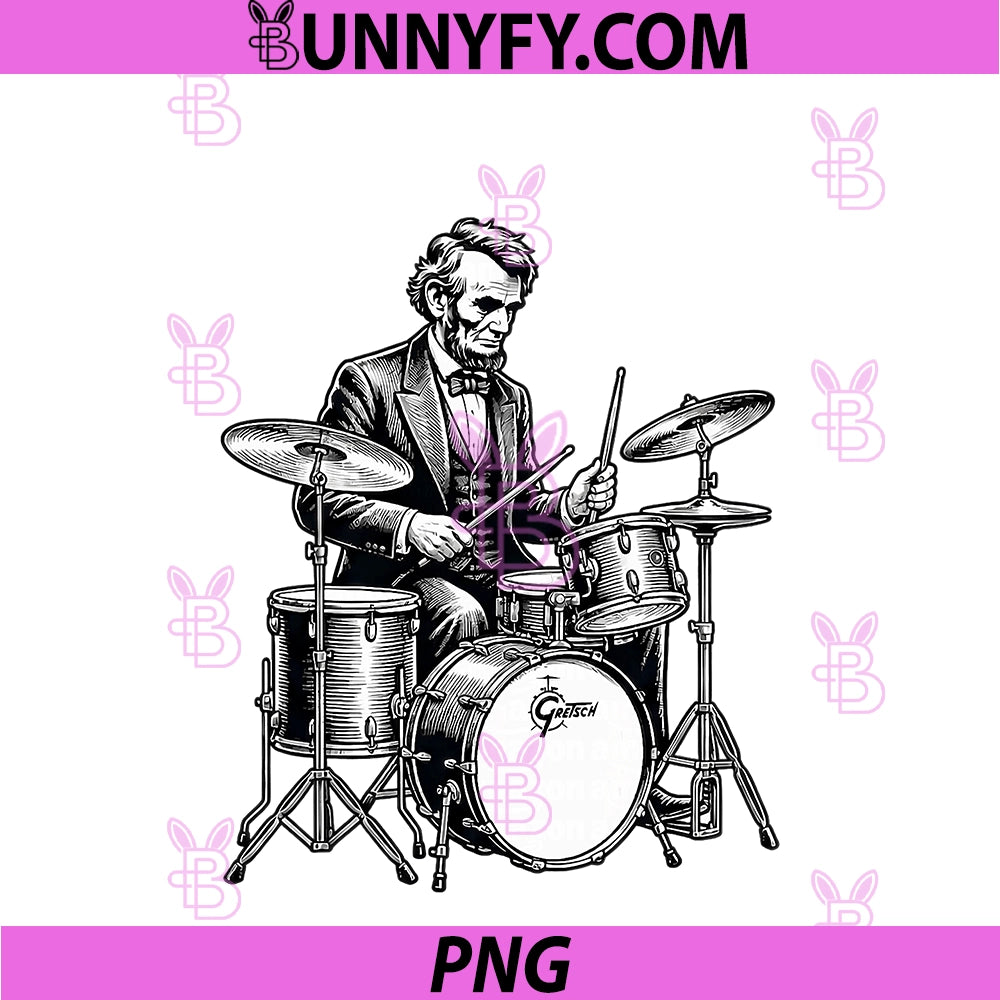 Abraham Lincoln Playing Drums PNG, Funny Drummer Musician PNG
