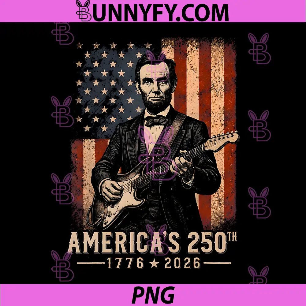 Abraham Lincoln Playing Guitar PNG, 4th July 250th Anniversary PNG