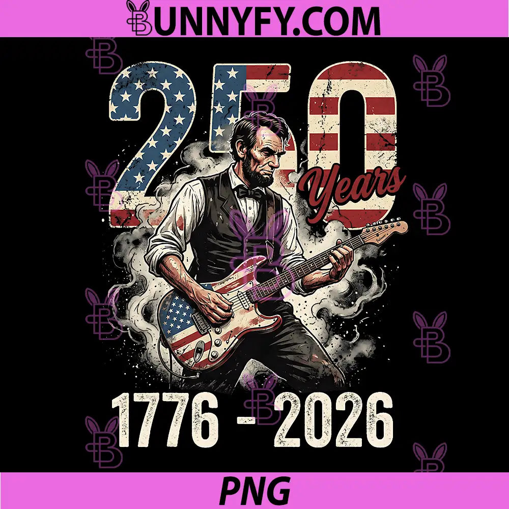 Abraham Lincoln Playing Guitar PNG, Abe Lincoln 250 Years Vintage PNG