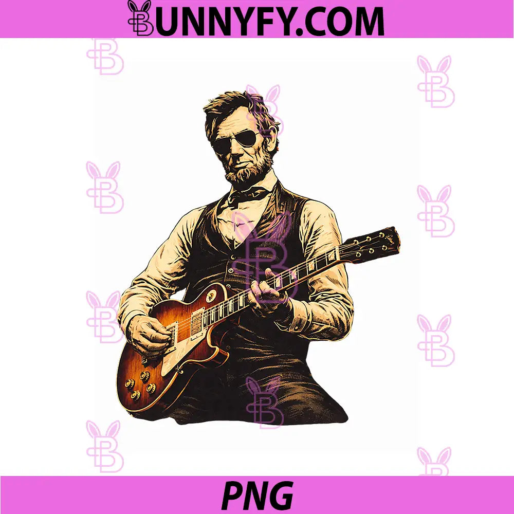 Abraham Lincoln Playing Guitar PNG, Vintage Music USA PNG