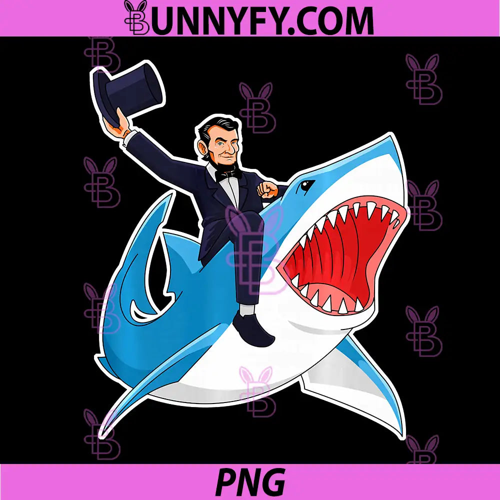 Abraham Lincoln Riding A Shark PNG, 4th of July Abe Performance PNG