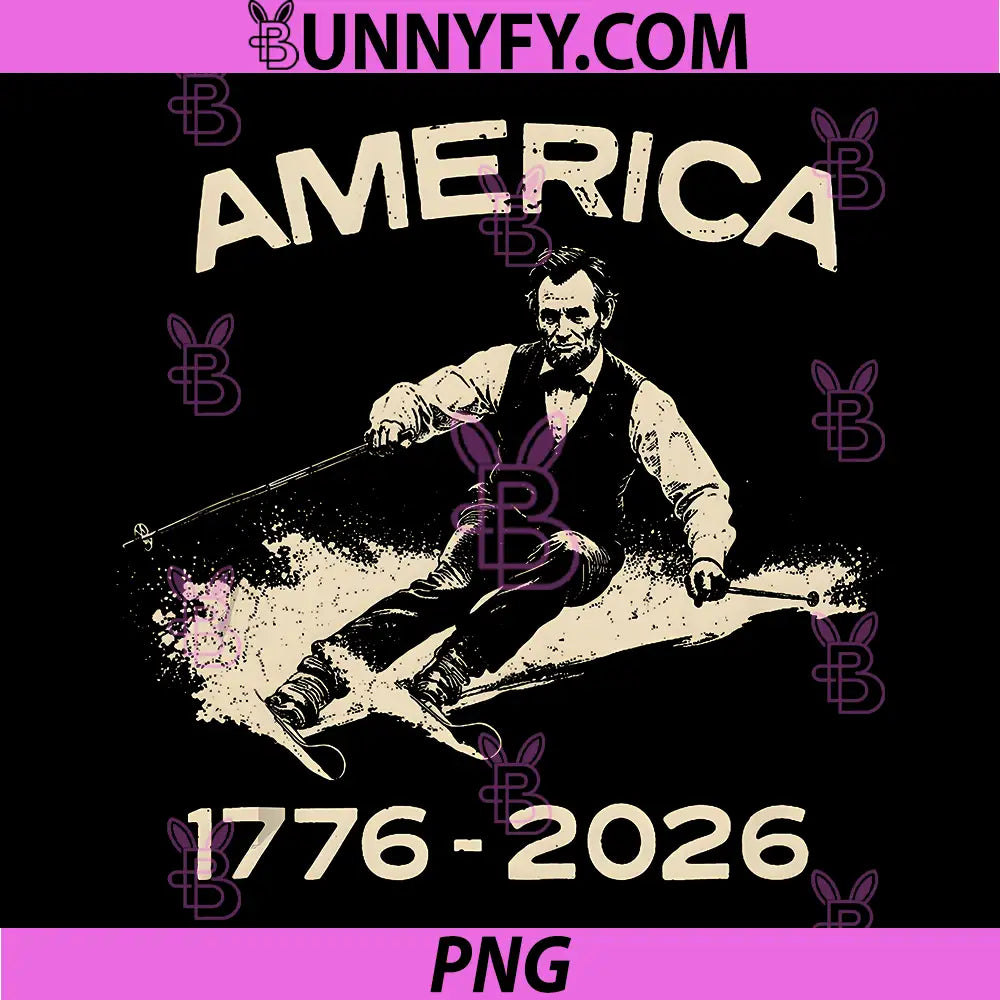 Abraham Lincoln Ski Vintage PNG, America 250th 1776-2026 Skiing PNG