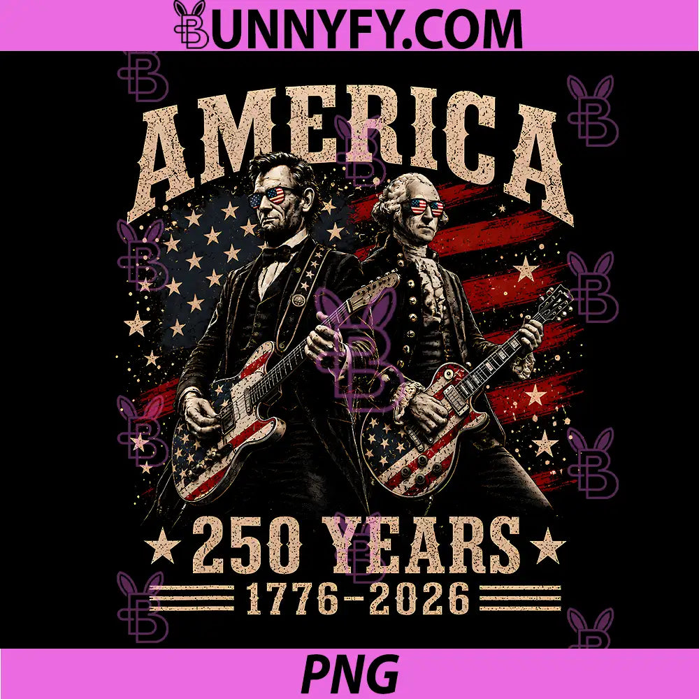 Abraham Lincoln Washington Guitar PNG, USA Flag 250th 1776 2026 PNG