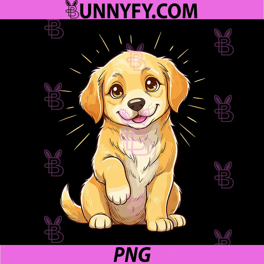 Adorable Golden Puppy PNG, Dog Lover Cute Kawaii PNG
