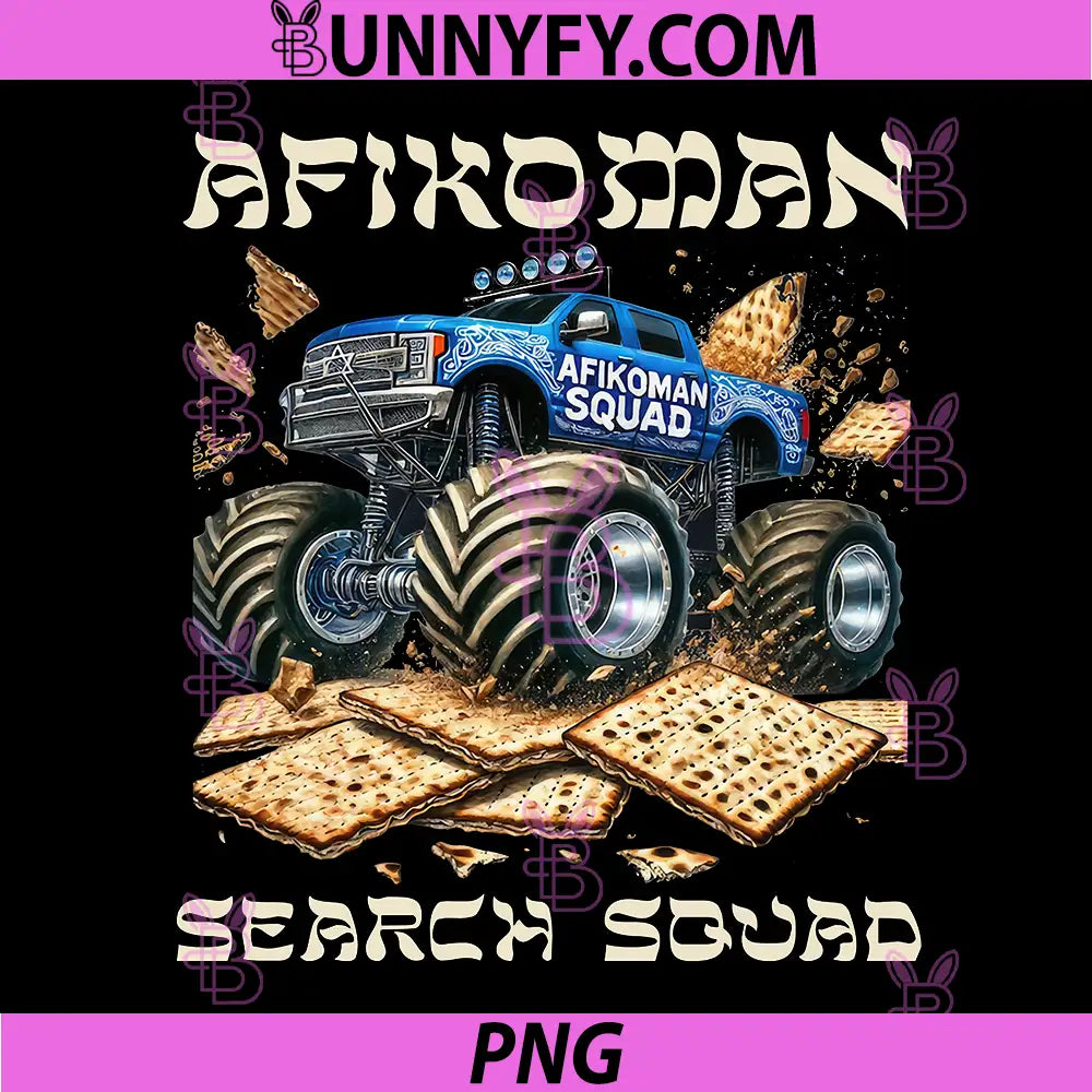 Afikoman Search Squad PNG, Passover Matzah Monster Truck PNG