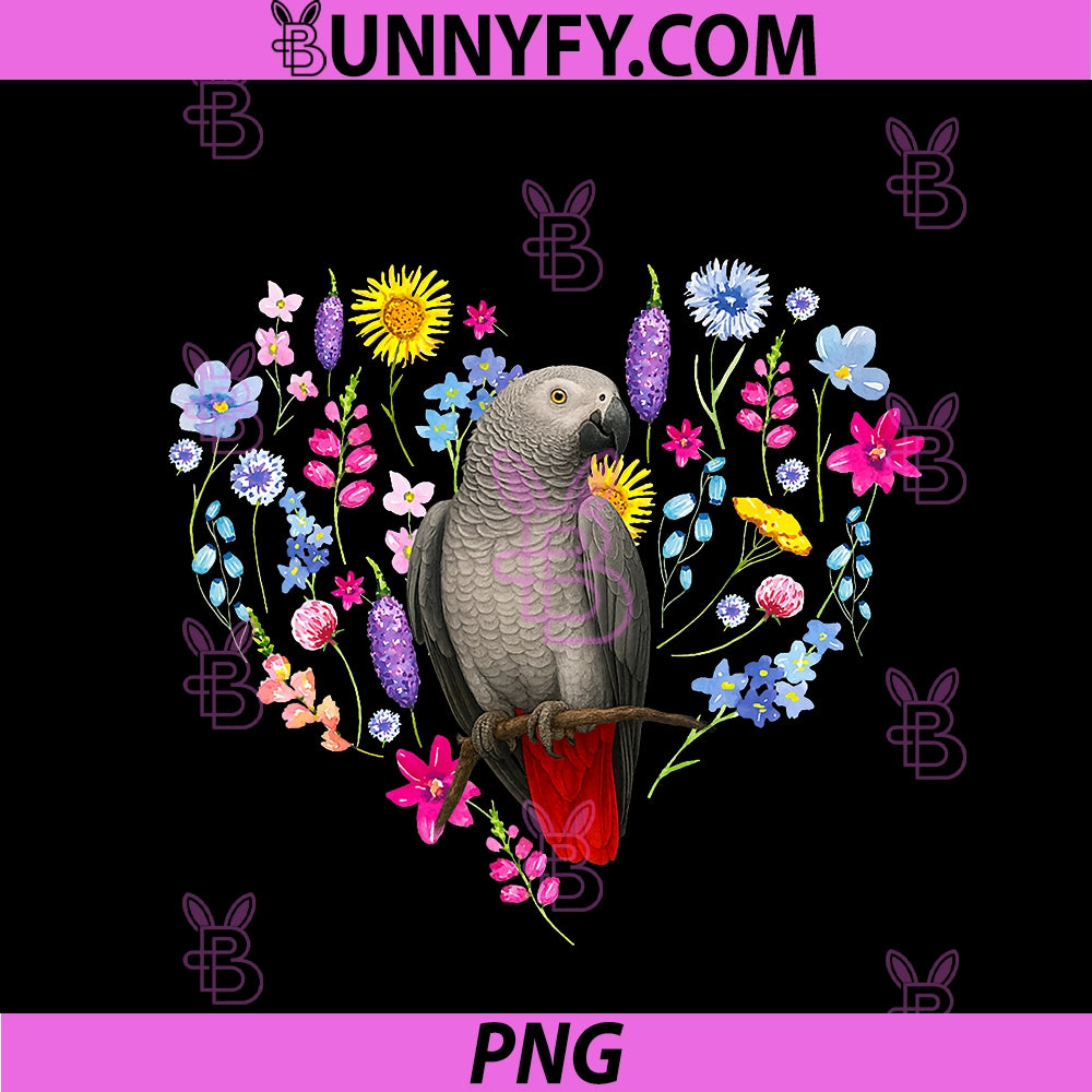 African Grey Owner Flowers PNG, African Grey Parrot Lover PNG