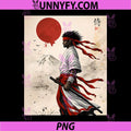 Afro American Samurai Anime PNG, Cartoon Japanese Bushido Warrior PNG