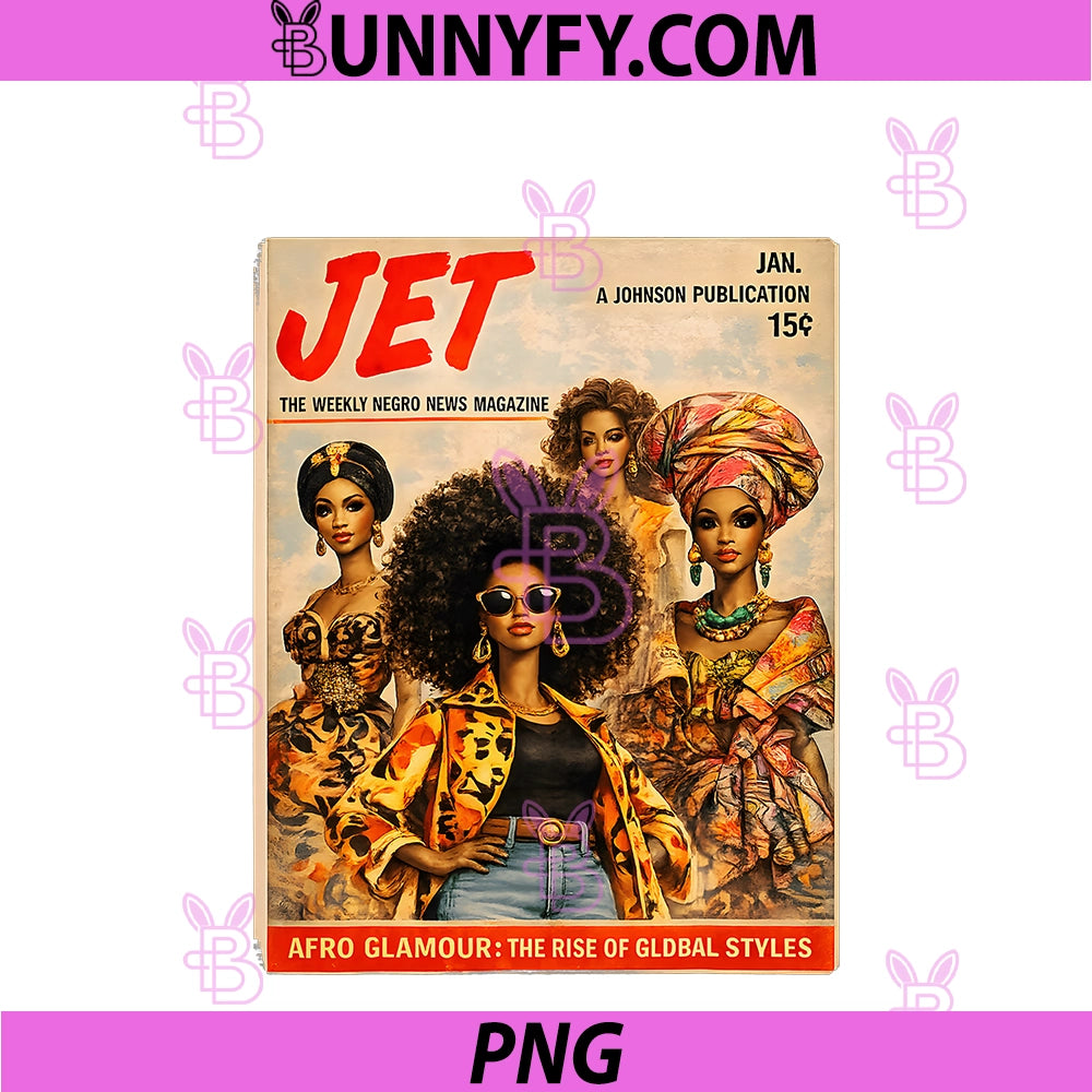 Afro Glamour PNG, Vintage Black Women Cover Art PNG