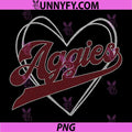 Aggies Heart Script Logo PNG, Vintage Team Love Retro Design PNG