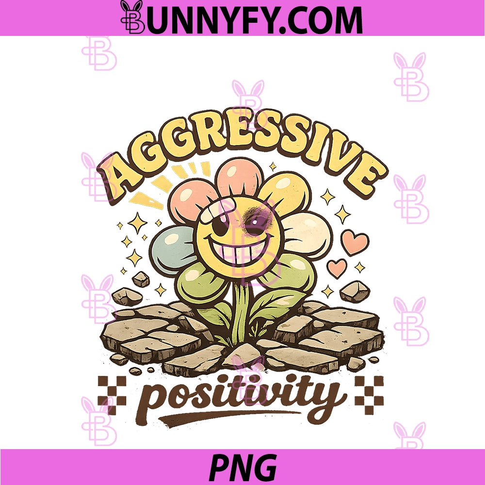 Aggressive Positivity Retro PNG, Soft Grunge Aesthetic Flower PNG