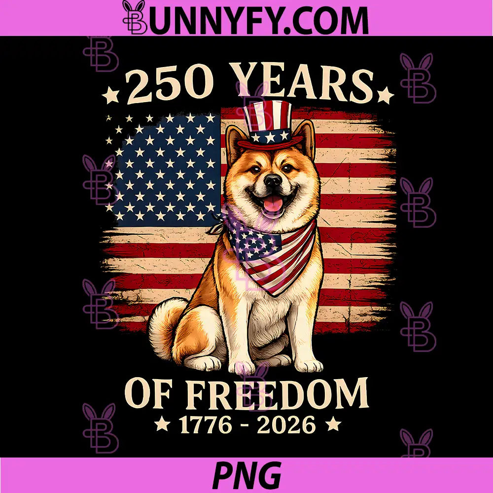 Akitas Dog 250 Years of Freedom PNG, USA Flag 4th July PNG