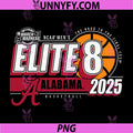 Alabama Crimson Tide Elite 8 2025 PNG, Basketball Black PNG