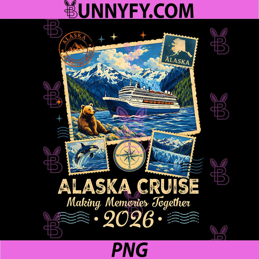 Alaska Vacation 2026 Cruise PNG, Family Matching Group Trip PNG