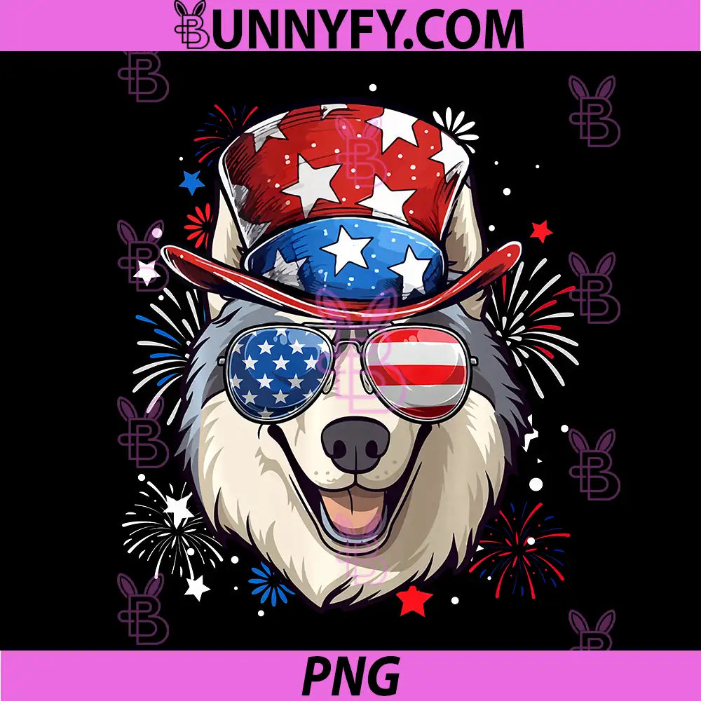 Alaskan Malamute Patriotic USA Flag PNG, 4th of July Dog Lover Performance PNG
