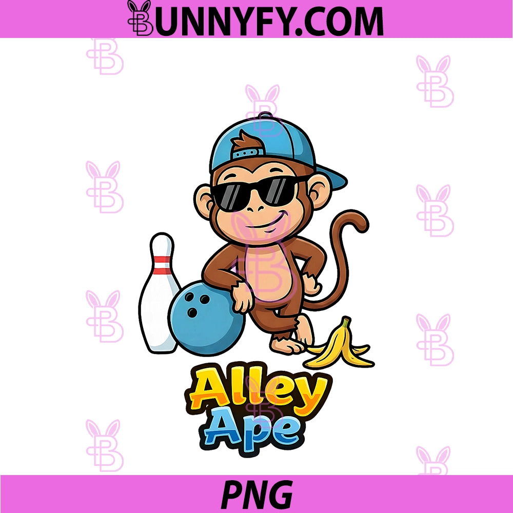 Alley Ape PNG, Funny Cool Monkey Bowling Sports PNG