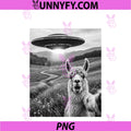 Alpaca Selfie with Alien UFO PNG, Funny Llama Alpaca Lover PNG
