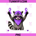 Alzheimer's Awareness Raccoon Ribbon PNG, Purple Dementia PNG