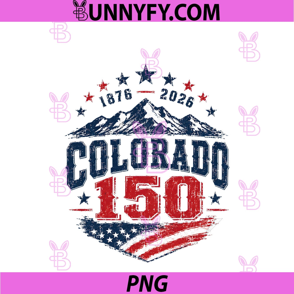 America 250 Colorado 150 Years American Flag PNG, 4th Of July PNG