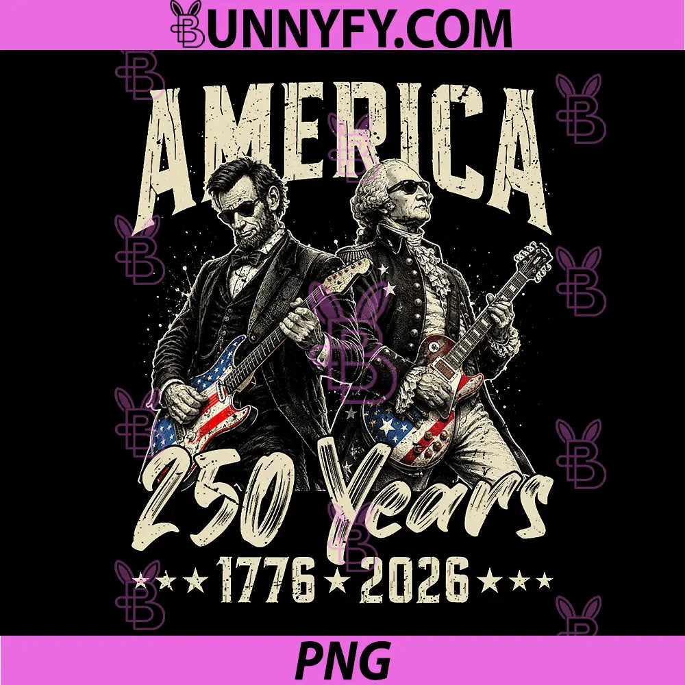 America 250 USA Years Retro PNG, Trump Washington Playing Guitar PNG