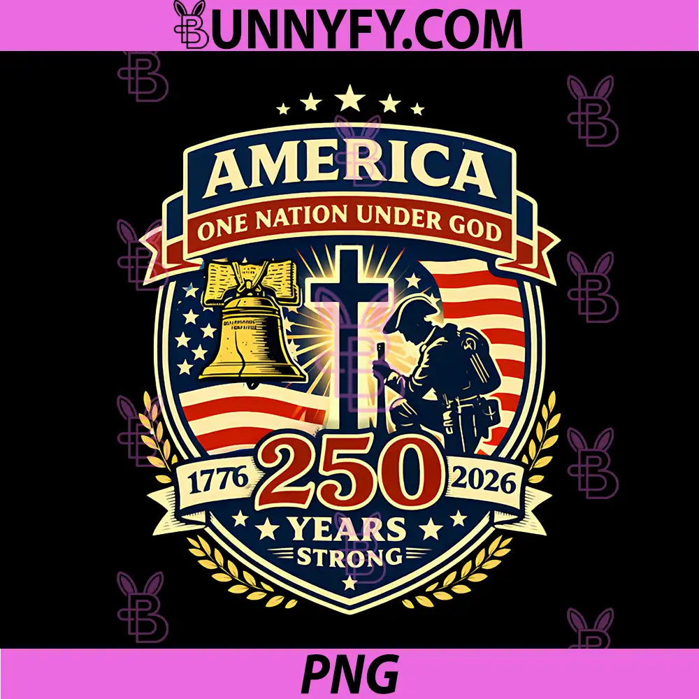 America 250 Years Strong PNG, One Nation Under God PNG