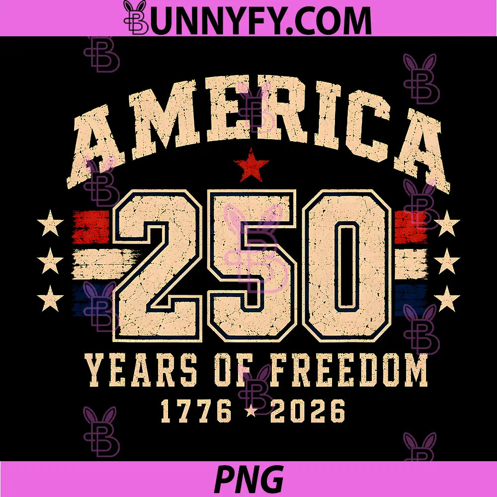 America 250 Years of Freedom PNG, 1776 2026 250th 4th July Retro PNG