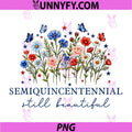 America 250th Anniversary PNG, 1776 2026 Boho Floral Wildflowers PNG