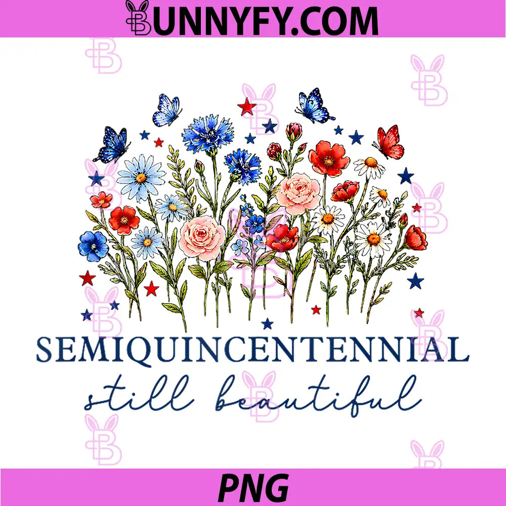 America 250th Anniversary PNG, 1776 2026 Boho Floral Wildflowers PNG