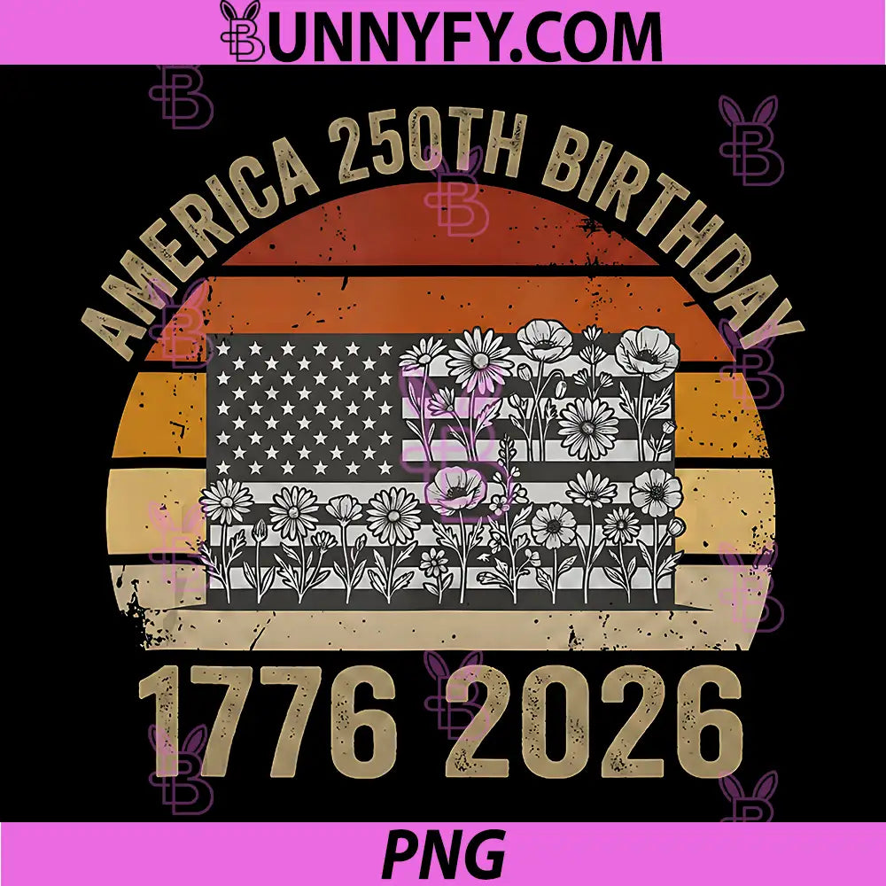America 250th Anniversary PNG, Floral Flag Independence Day 2026 PNG