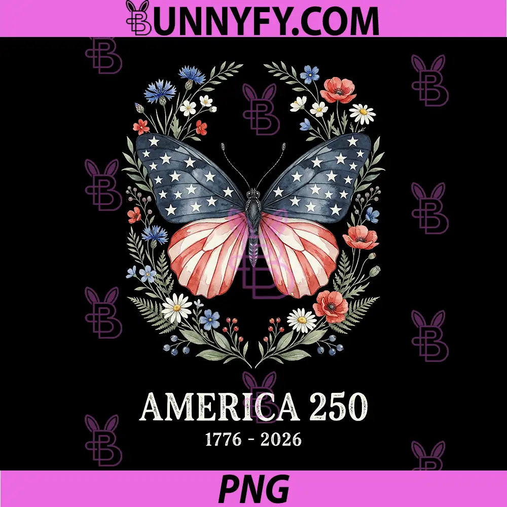 America 250th Anniversary PNG, USA Patriotic Butterfly PNG
