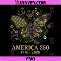 America 250th Camo Butterfly PNG, 1776 2026 Patriotic Anniversary PNG