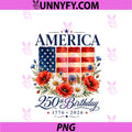 America Floral Flag PNG, 1776 2026 Watercolor Design PNG