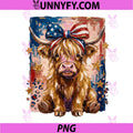 America Highland Cow 4th July PNG, Bow USA Cowgirl Patriotic PNG