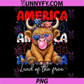 America Land of The Free PNG, Highland Cow Patriotic PNG
