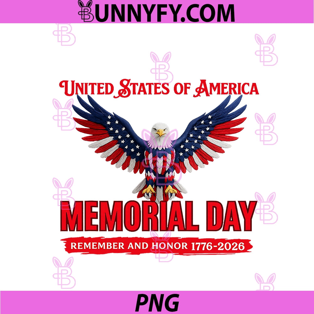America Memorial Day PNG, Remember And Honor 1776–2026 PNG
