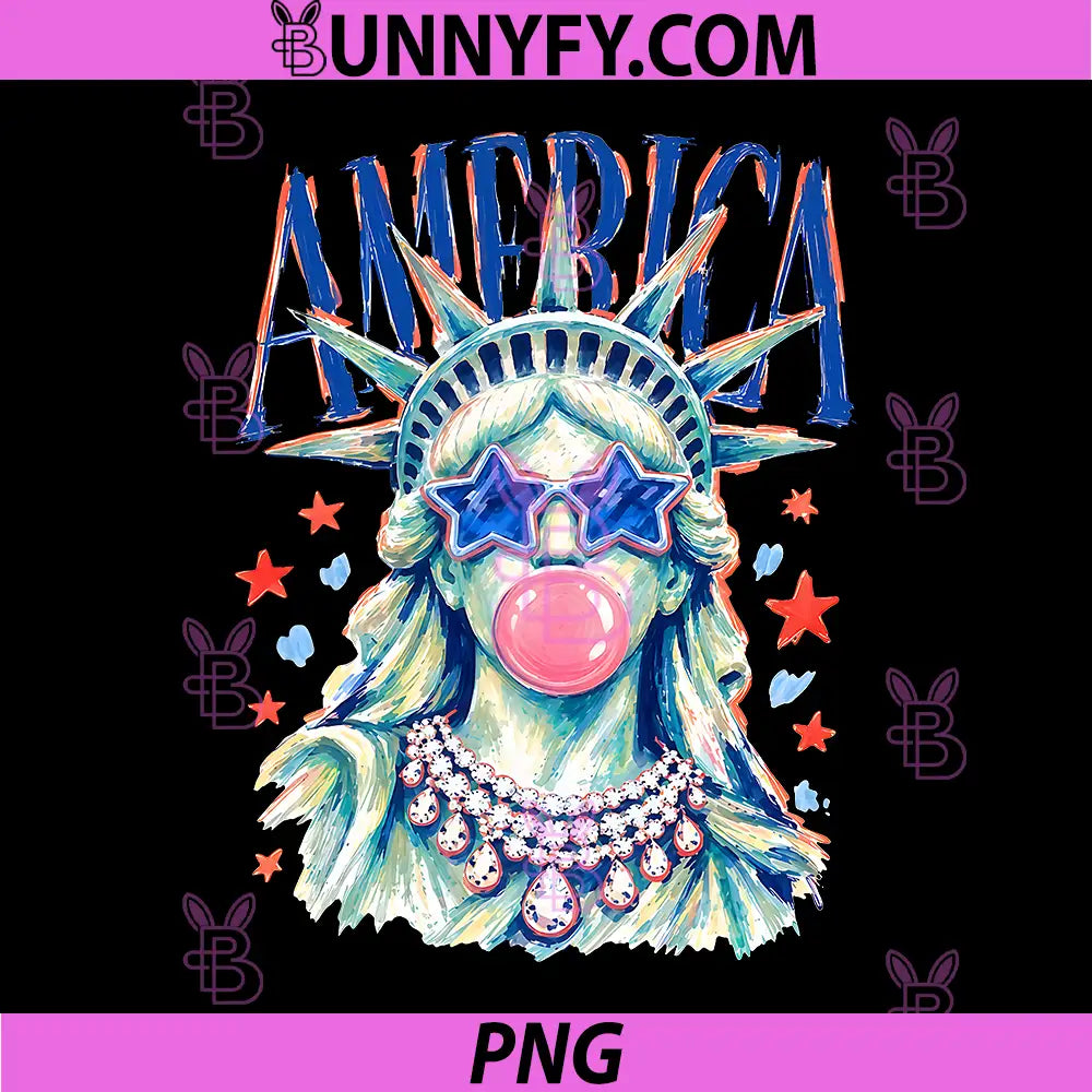 America Statue of Liberty PNG, Blowing Bubble Gum PNG