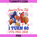 America Turns 250 I Turn 60 1776-1966-2026 PNG, Black Afro PNG