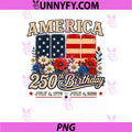 America USA 250th Birthday Floral PNG, Flag July 4 1776 2026 PNG