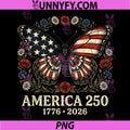 America USA Flag 250 1776 2026 PNG, 250th Anniversary 4th of July PNG