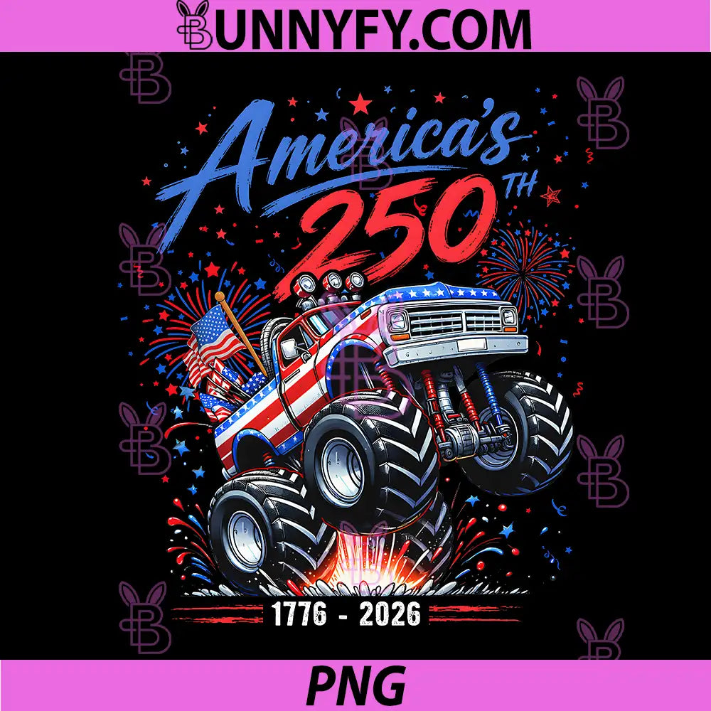 Americas 250th 1776 2026 PNG, Monster Truck 4th of July PNG