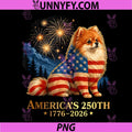 Americas 250th Pomeranian Dog PNG, US Flag 4th of July Fireworks PNG