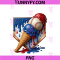 American Distressed PNG, Baseball Boys Ice Cream Drip Baseball PNG