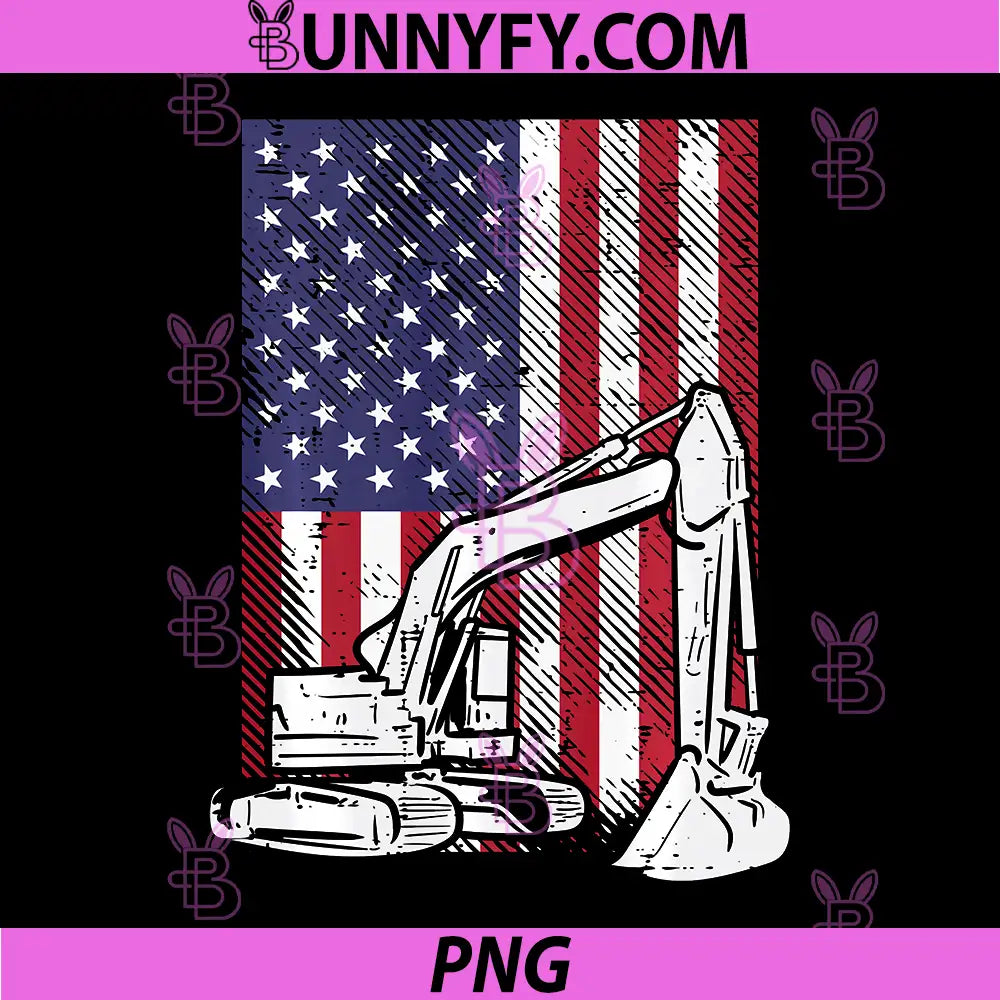American Excavator Fourth PNG, 4th of July Performance PNG
