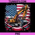 American Flag Excavator Lover PNG, 4th of July Performance PNG