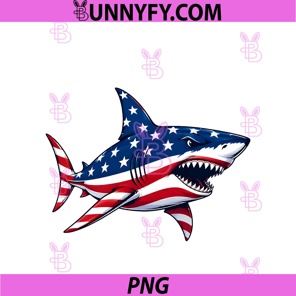 American Flag Shark PNG, 4th Of July PNG