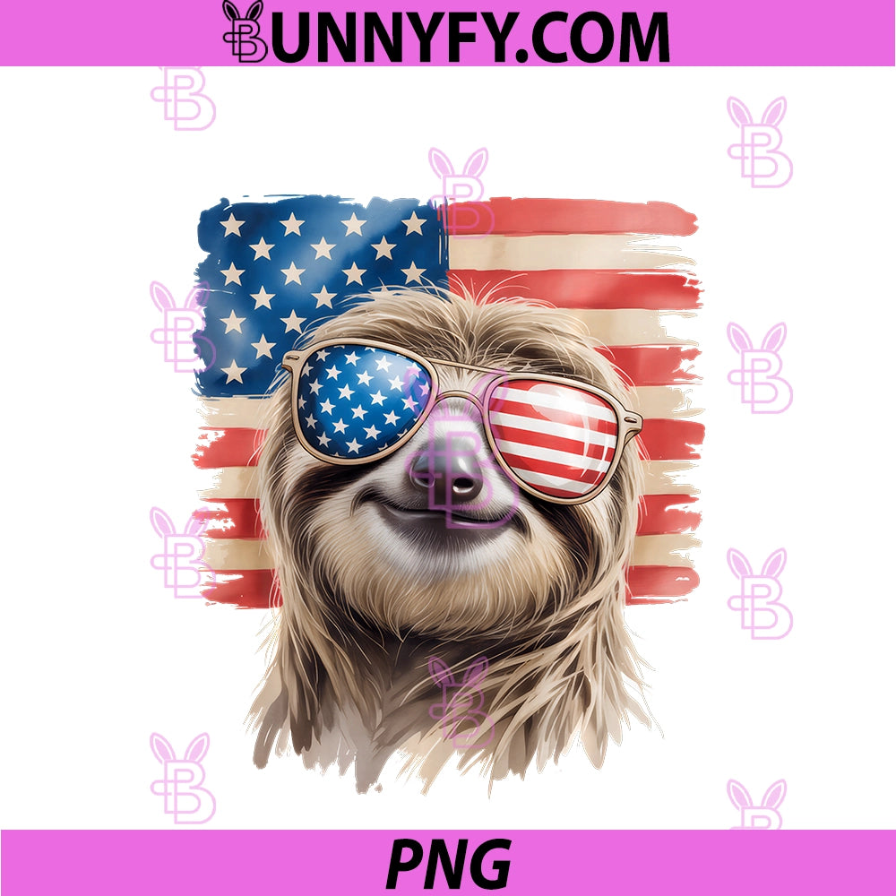 American Flag Sloth USA 4th Of July PNG, Patriotic Men Women Performance PNG