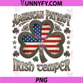 American Patriot Irish Temper PNG, Funny St Patricks Day PNG