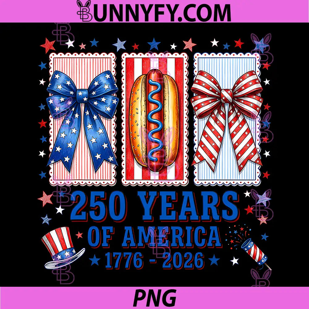 Americas 250th Anniversary PNG, Hot Dog Bow Patriotic 4th of July PNG