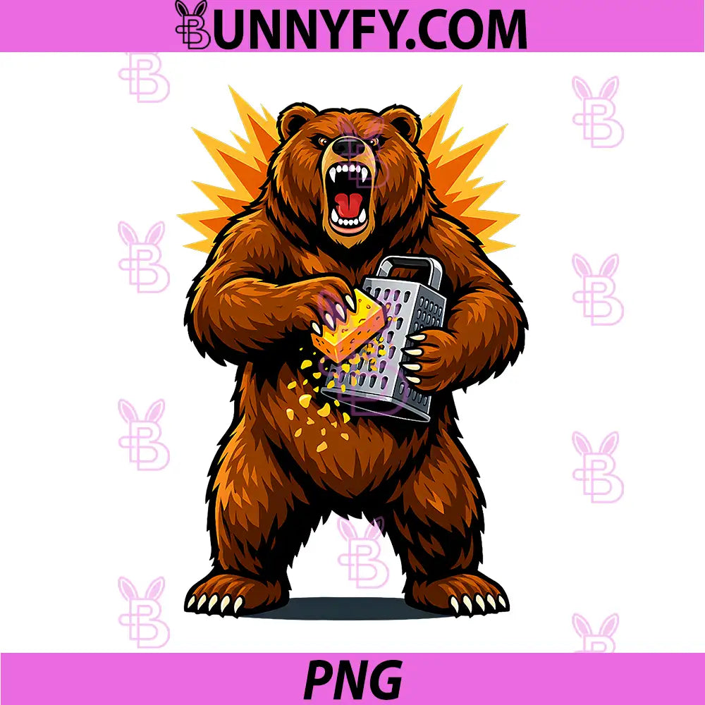 Angry Bear Grating Cheese PNG, Grater Hater PNG